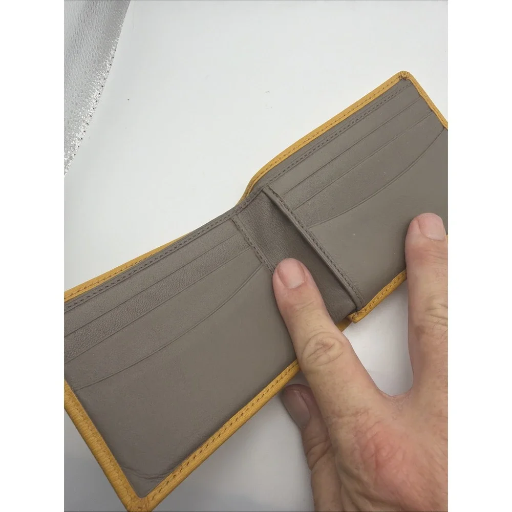 TUMI Yellow Bifold Wallet ID Window Card Holder Slim Men